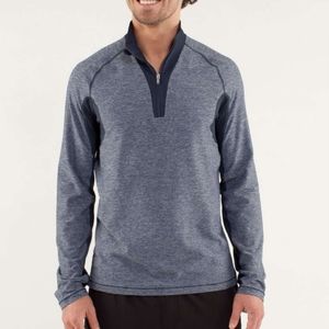 Lululemon Blaze 1/2 Zip Heathered Black Iris Blue